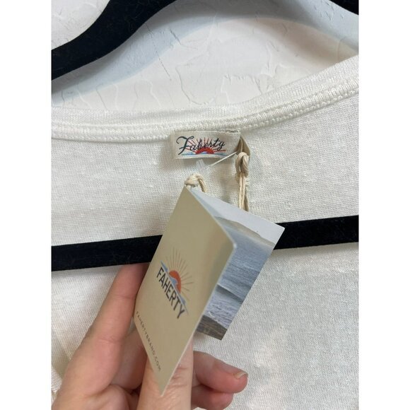 Faherty Women's Linen Tate Tee NWT Sz L Cream Color w Spandex - Picture 3 of 5